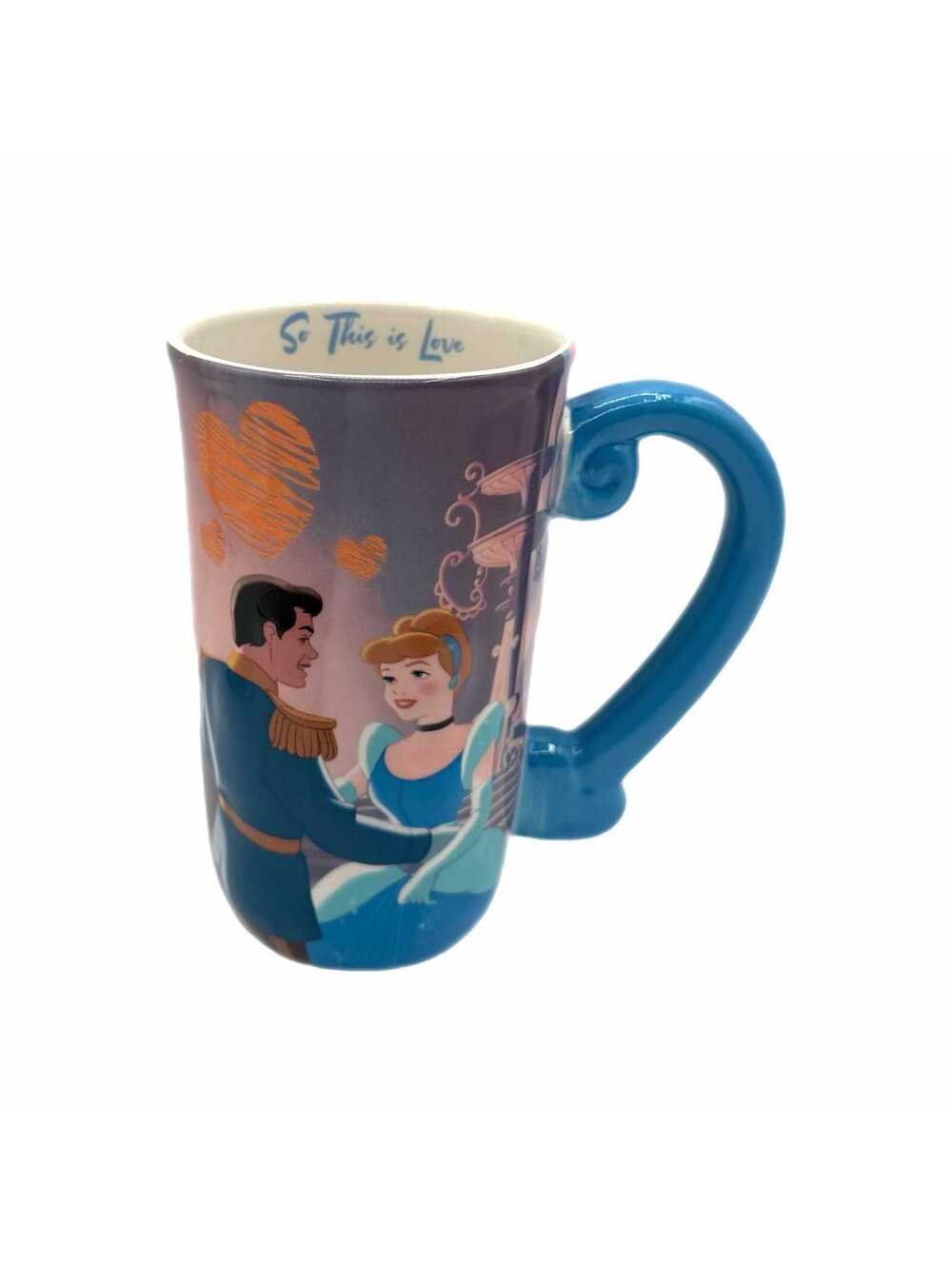 Vintage Disney 3D Embossed Cinderella Princess “So This Is Love” Tall Coffee Mug
